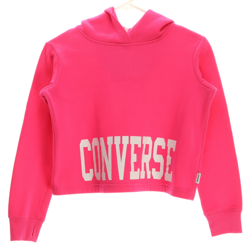 Converse Girls Crop Hoodie Pullover Sweatshirt M 10-12 Pink/White